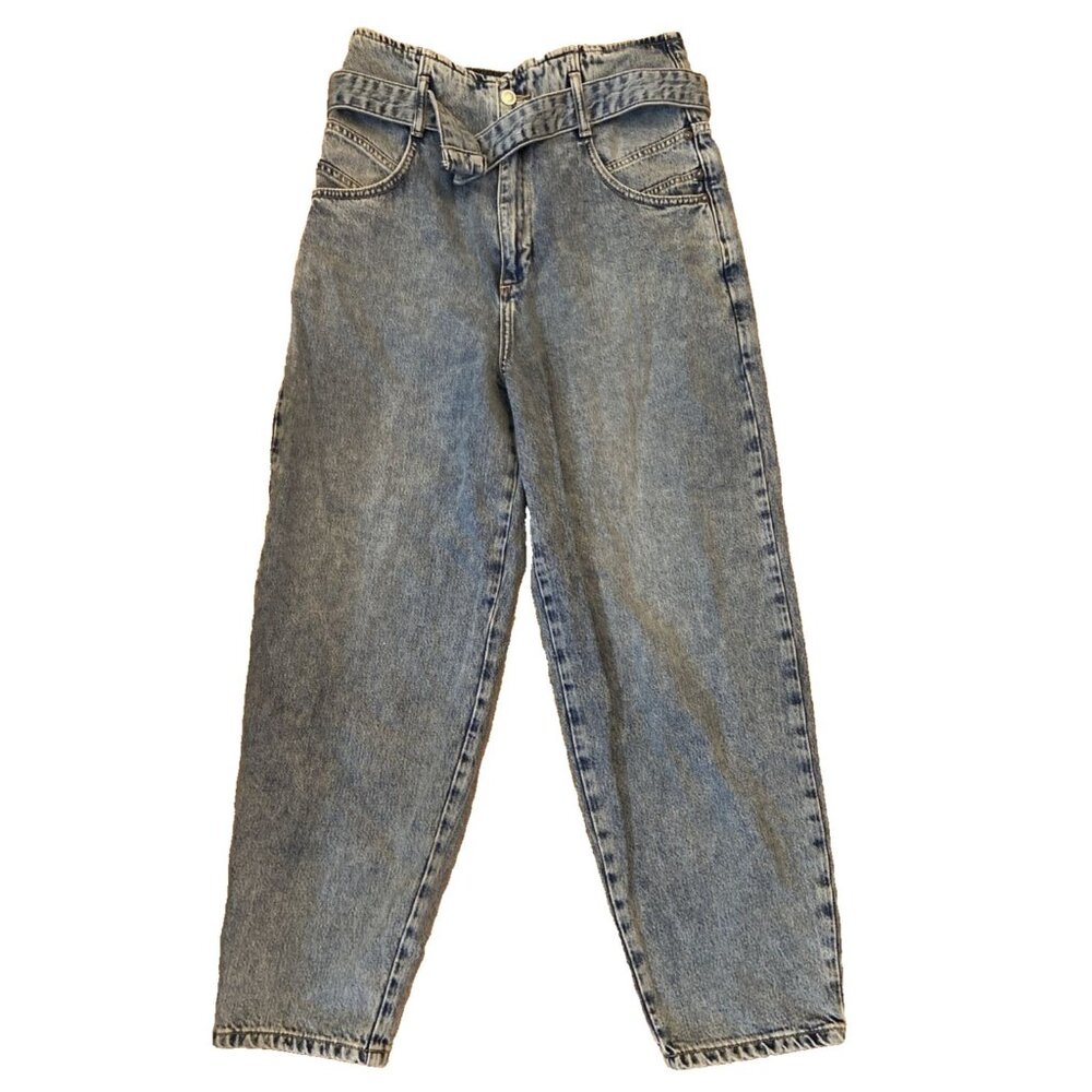 All Saints Stright leg jeans Size 0 High Waist Blue Loose Belted